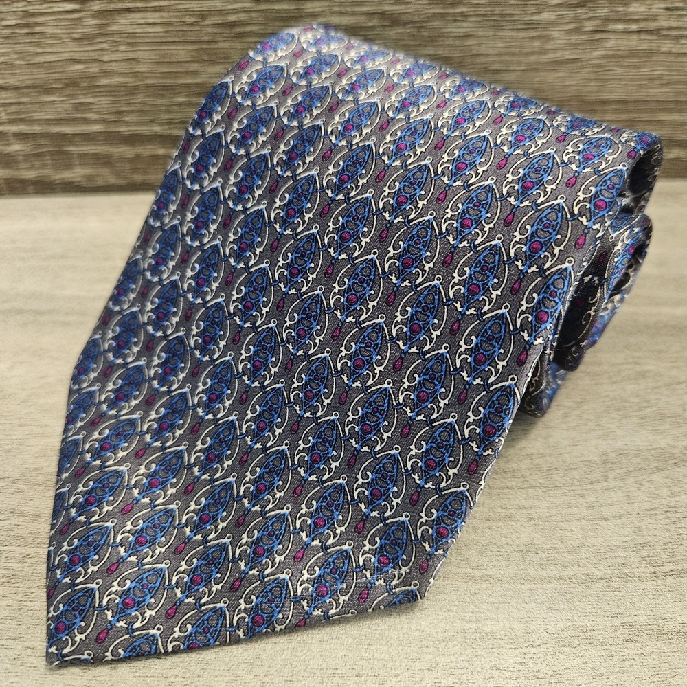 STEFANO RICCI MEN'S TIE BLUE/GEOMETRIC Width: 3.75" Length: 58"